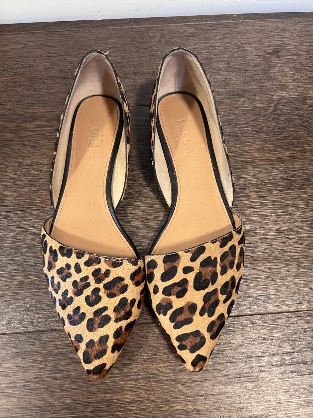 J. Crew Leopard Print Pointed D'Orsay Flats - size 7